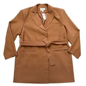 Anthropologie Mare Mare Camel Brown Belted Coat Jacket XL NWT $168 Women's